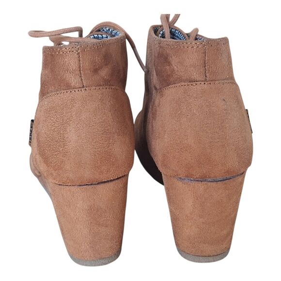 Bongo Josie Lace-Up Desert Wedge Ankle Boots Womans Booties 10M Vegan Suede Rust - Picture 7 of 14